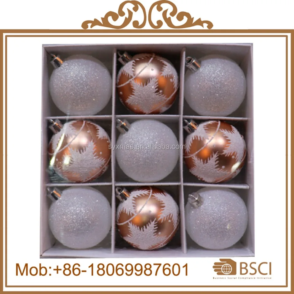 Shatterproof 8cm shiny coffee Christmas plastic painted ball christmas tree hanging decoration ball