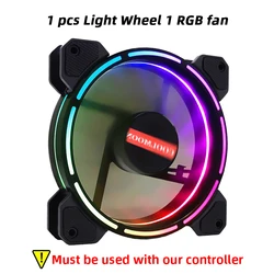 Coolmoon Light Wheel 1 Factory Price PC fan cooling LED Controller RF remote control Double aperture computer case 120mm rgb fan