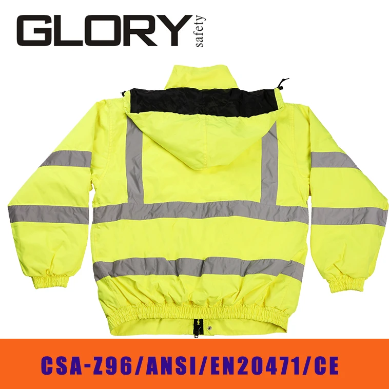 Reflective jacket hi vis waterproof contrast windbreaker workwear rain jacket