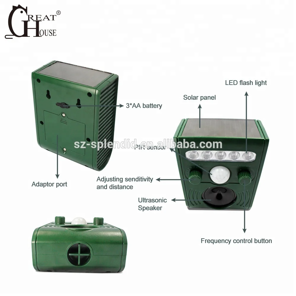 
GH-191B Solar Ultrasonic animal control dog cat repeller 