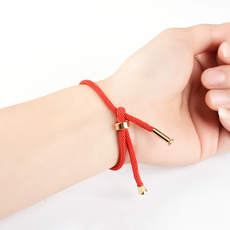 Custom Couple Fashion Wholesale Diy Colorful Cord Stainless Steel Bangle Red Rope Lucky Bracelet