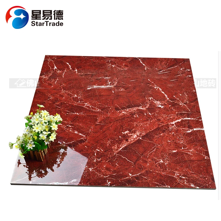 Waterproof bathroom living room polished beauty glazed vitrified red floor tiles