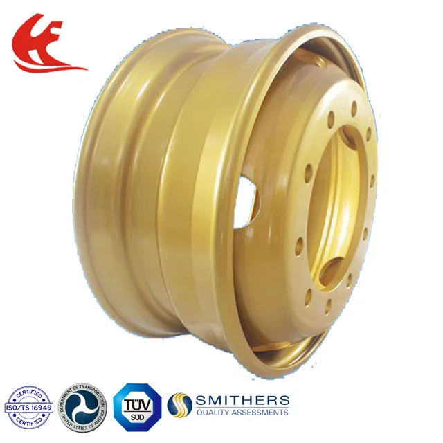 Бескамерное колесо для грузовика * 7,50 IATF16949 оптовая продажа желтый стальной 22,5 обод для прицепа шины 10R22. 5