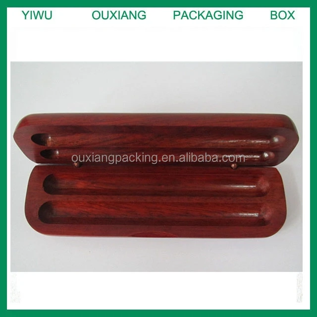 Stock new design solid oka wood double pen box hot sale
