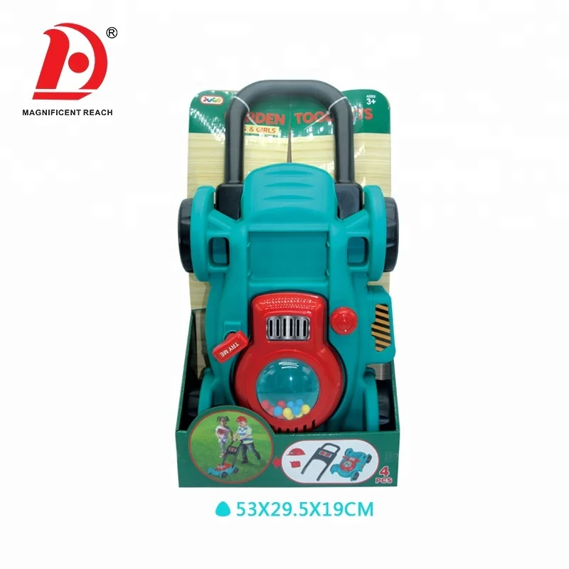 HUADA Hot Sale High Quality Preschool Kids Outdoor Garden Tool Toys Lawn Mower with Hat