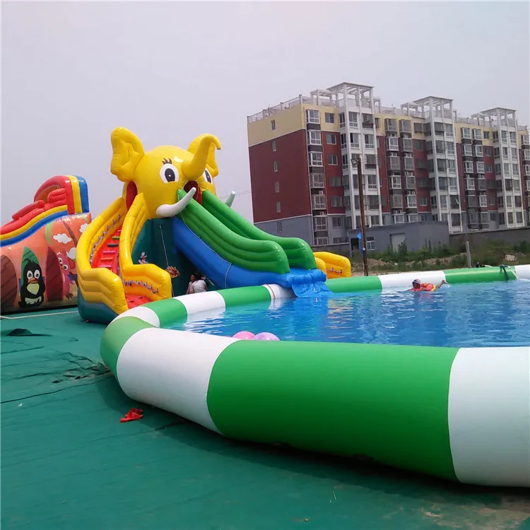 inflatable equipment of swimming pool and water slide for kids and adult play in the water park or home