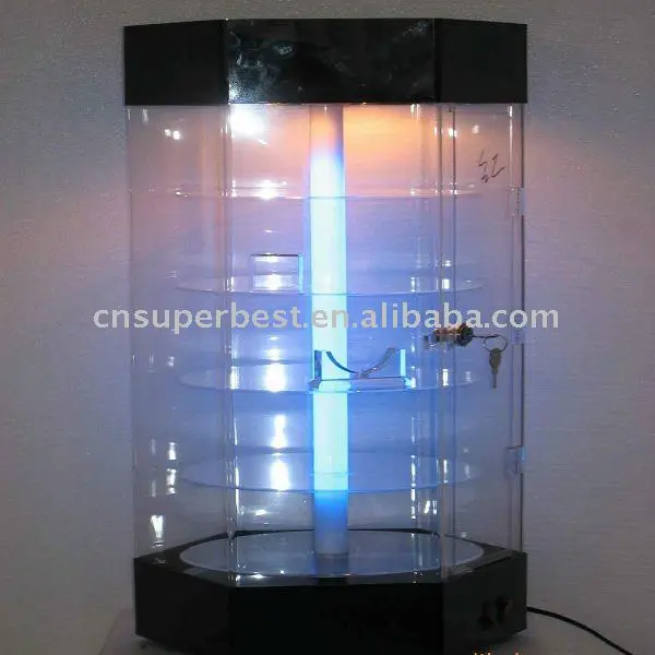 Acrylic watch display with five layers and LED light inside