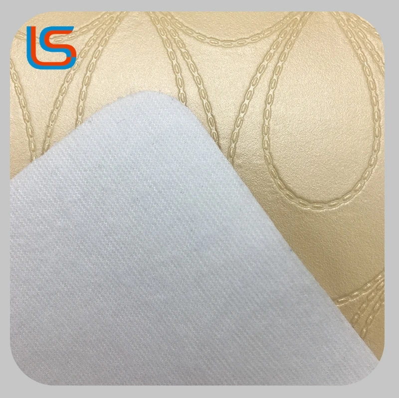 
Royal PVC embossed pearl powder faux brush backing leather for decorative upholstery leather 