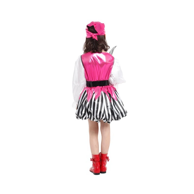 hot sale high quality cheap Luxury Sexy kids Rose red pirate dress for girls Halloween party Fancy Costume