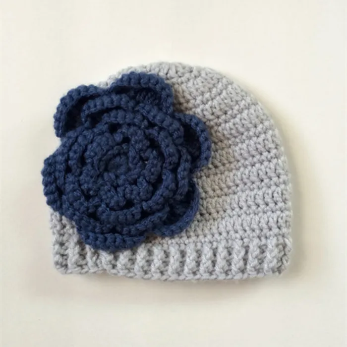 Handmade Crochet Beanie For Baby Girl Flower Girl Hand Knit Hat