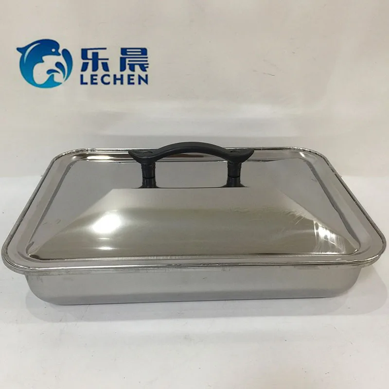 food tray stainless steel cold buffet tray display tray  with Lid  bake ware 36*27*7 cm