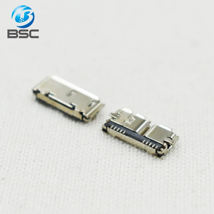 PCB Soldering Connector SMD Micro USB 3.0 Type B Female Socket Solder Jack 180 Degree for Portable Hard Drive