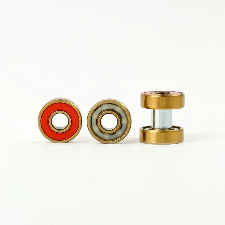 Skateboard Bearing Golden Titanium Coated Skate Bearings with Removable Shields