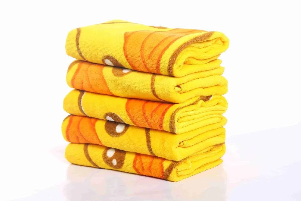 Printed yellow bird duck face towel cotton wholesale bath towel