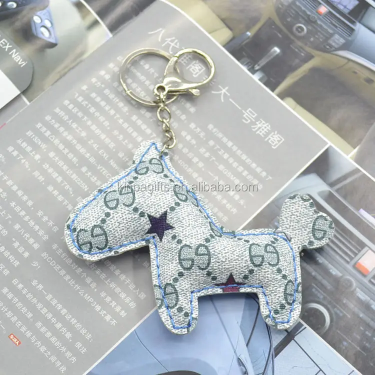 Hot Sale Fashion Souvenir PU horse shaped tassel leather keychain for car keys