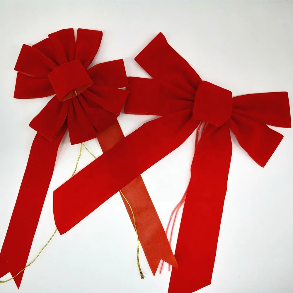 Wholesale Custom Red Big Pre-tied Ribbon Bow Christmas Decoration