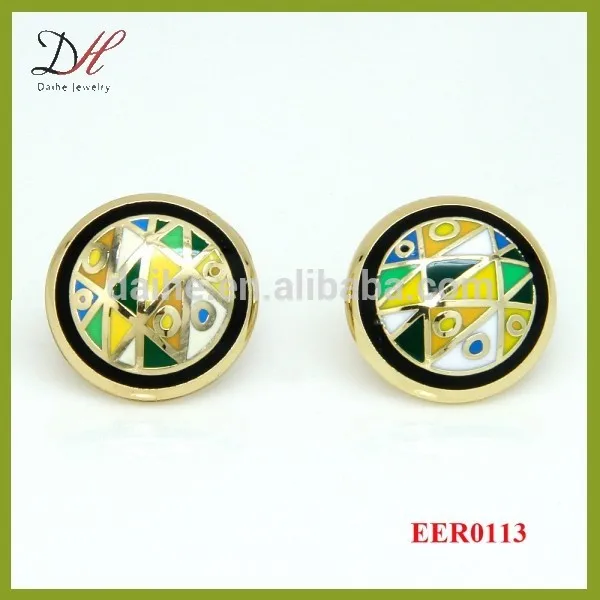 Daihe EER0113 gold enamel earrings Russia jewelry