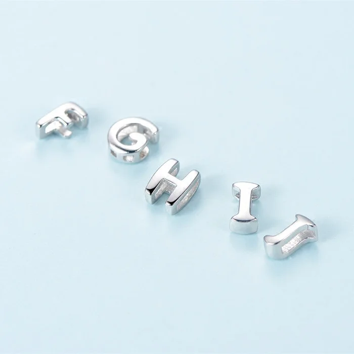 Simple women jewelry silver charm initial letter 925 sterling silver necklace with letter pendant