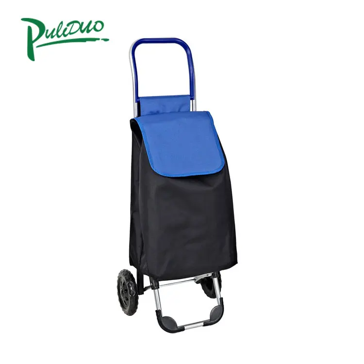 Foldable grocery cart two wheel shopping trolley bag