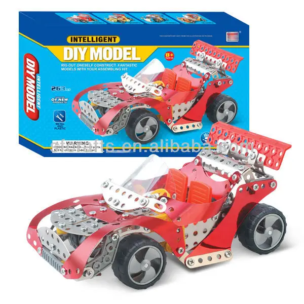 DIY bricks racing metal kit car toys