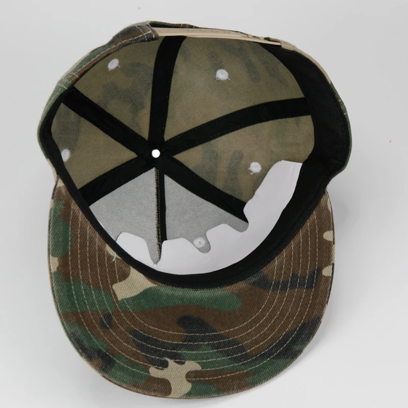 Odm Chino Camouflage Flat Brim High Crown Embroidery Hats With Designs