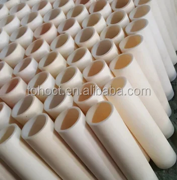 Good thermal shock long life 23---99.7% big size alumina sic zirconia mullite ceramic tube pipe rod for furnace refractory