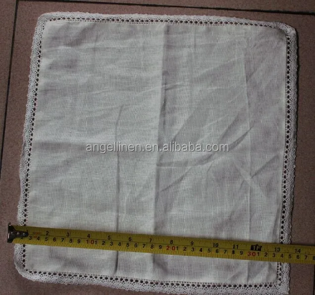 100% linen handkerchief with cotton lace in white color
