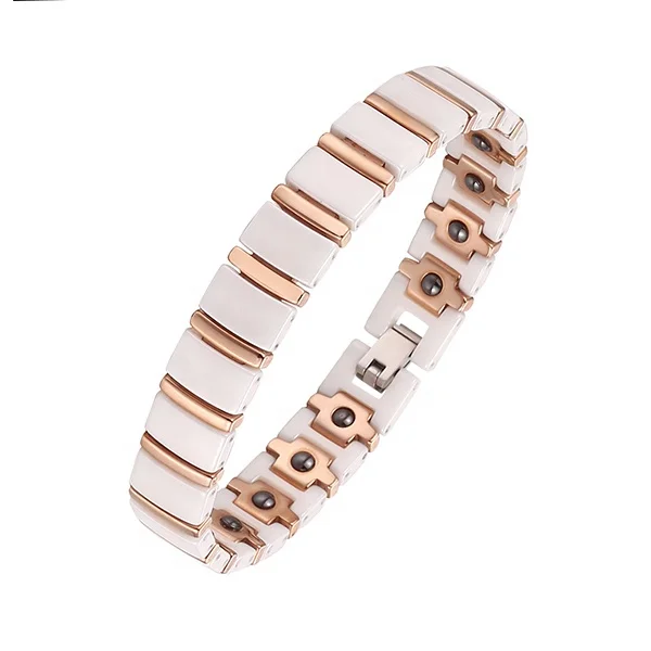 custom bio ceramic magnetic ceramic jewelry stainless steel women bracelet