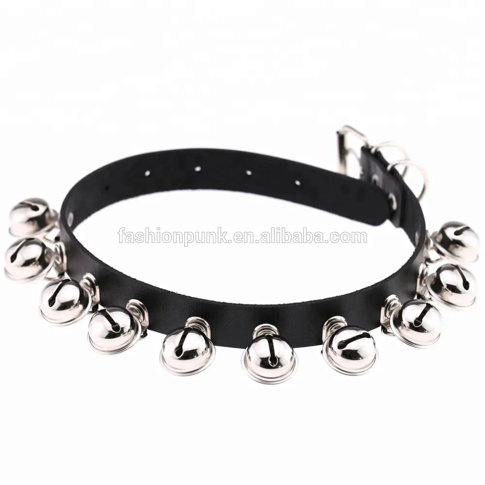 Harajuku Pet Necklace Harmony bells PU Leather Choker Cosplay Metal Buckle Collar Necklace