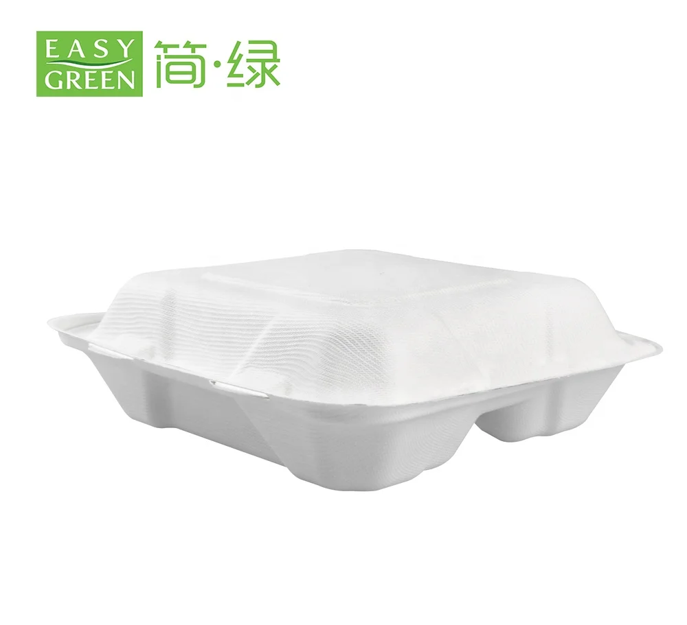 Disposable Microwaveable Biodegradable Take Out Food Containers with Clamshell