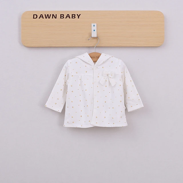 
100% cotton kid jacket autumn outerwear hooded coat baby outwear with snaps 