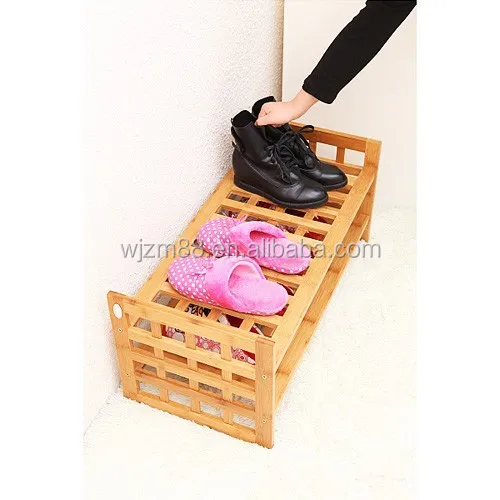 
2 tier bamboo shoe racks, stackable shoe shelf wholesale 