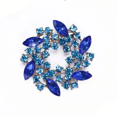 Classic Fashion Europe Style High Quality Rhinestone Alloy Flower Jewelry Brooch For Saree Clothing