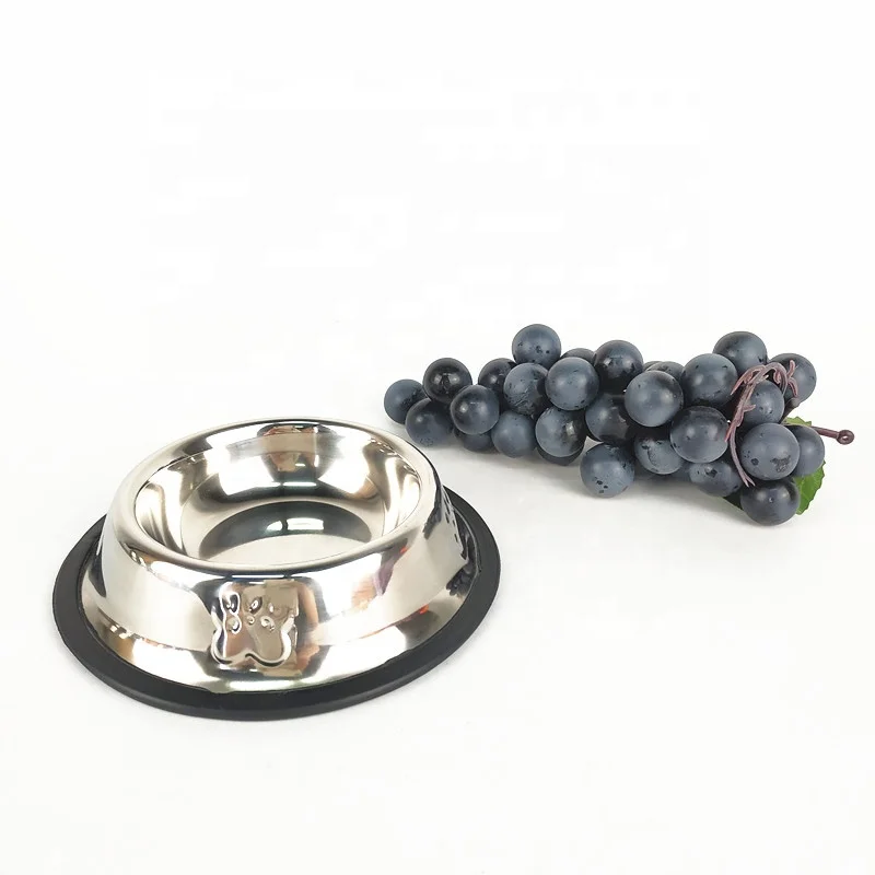 Guangdong Factory Small Medium Large Pet Feeder Bowl Stainless Steel Dog Water Food Bowl With Rubber Base