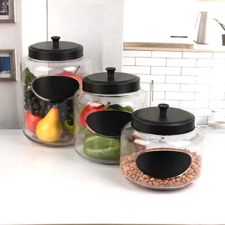 Wholesale 5500ml 4000ml 3000ml clear glass storage jar candy jar with metal lid