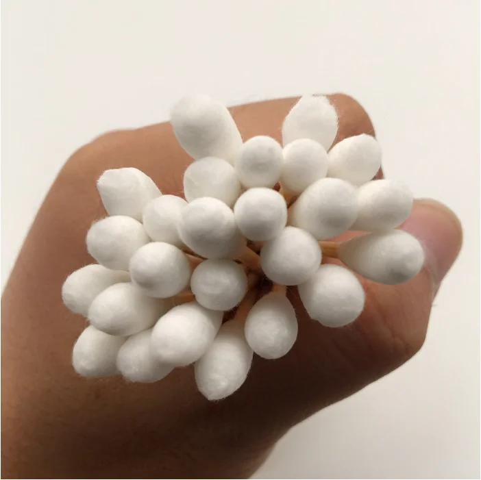 OEM non sterile PE bag package double tips cotton swabs for daily use bamboo wooden cotton swabs