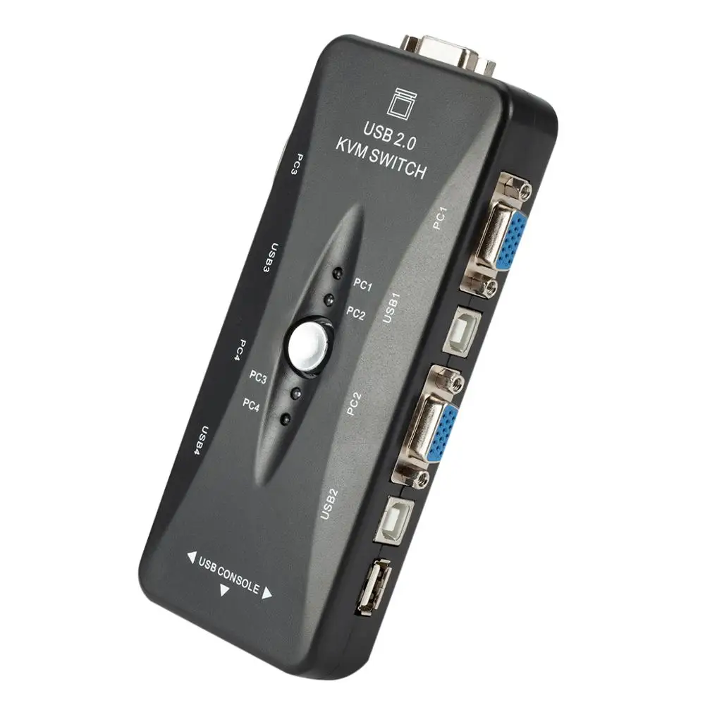 4-Port USB 2.0 kvm switch HDTV Mouse/Keyboard/VGA Video Monitor 200MHz 1920x1440