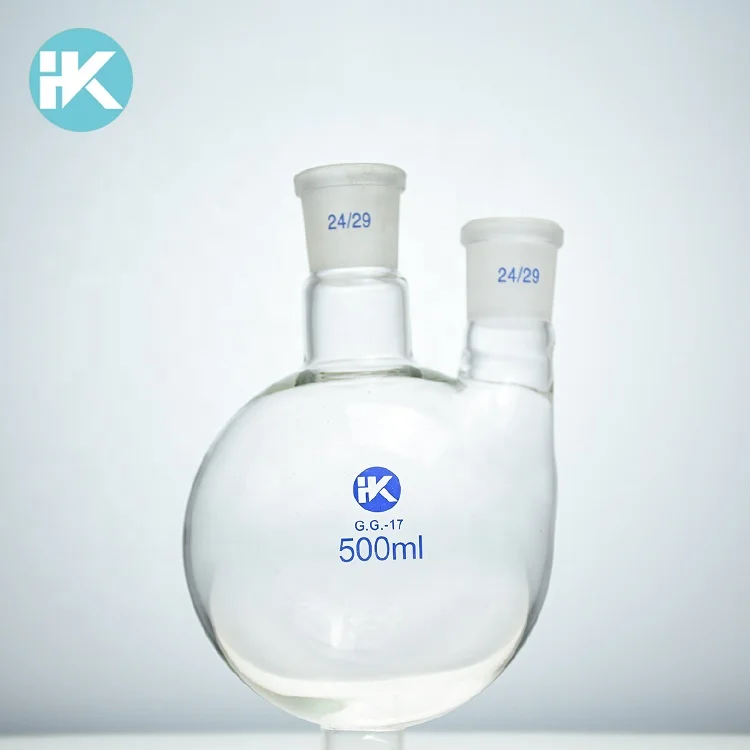 Huke индивидуальные Chemglass Стекло Круглый 1000 мл Тяжелая стена 2 шеи дно кипения колбы лабораторные