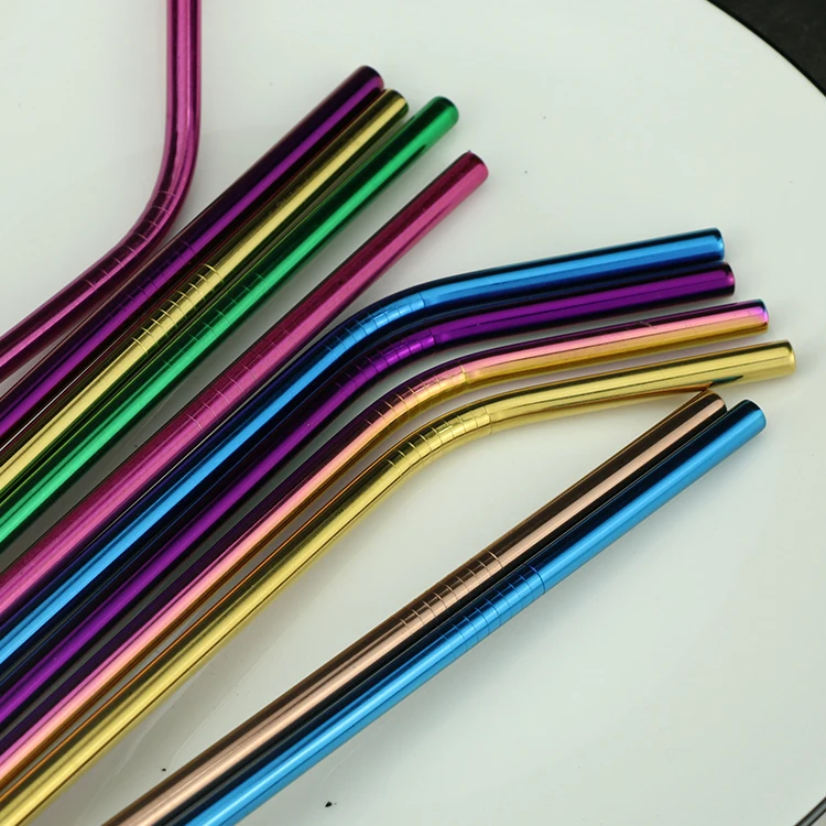 metal eco drinking straws custom laser logo color straw 304 stainless steel hot sale straw with bag pouch
