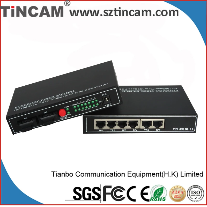 10/100 М лучшая цена 2 волокна 6 порт rj45 адаптер sc 2 км/20 км/8okm оптические носители переключатель