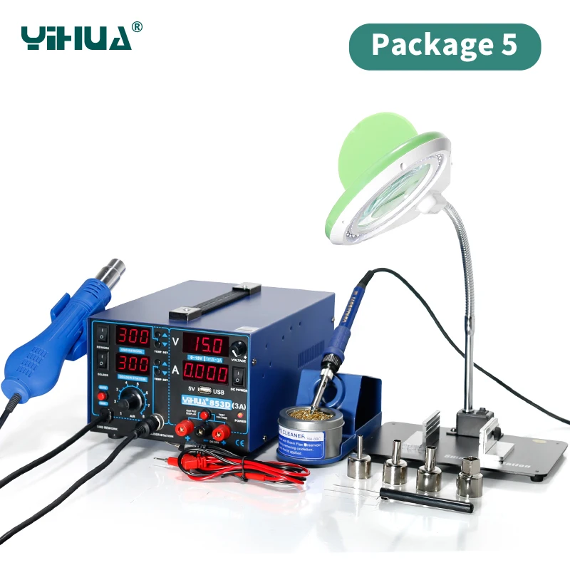YIHUA 853D 3A 4 LED with USB 3in1 mobile phone repair DC power suipply soldering rework station
