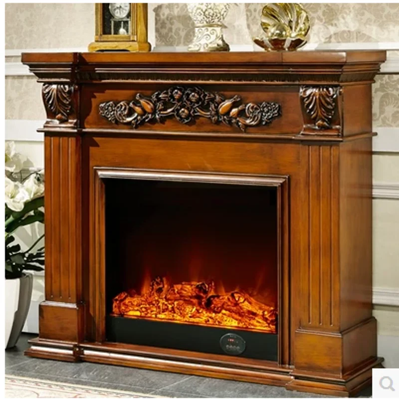 Antique Design Wood Column Electric Fireplace for Villa Living Room or House