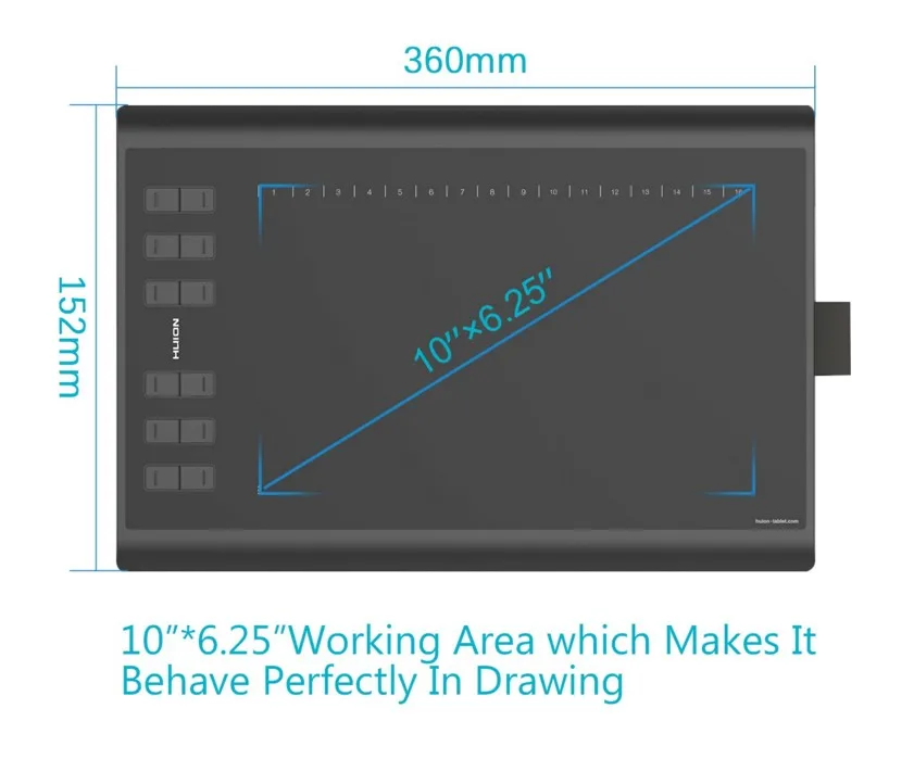 Планшет HUION цифровой для рисования 10 дюймов 1060p 8192 уровней нажатия