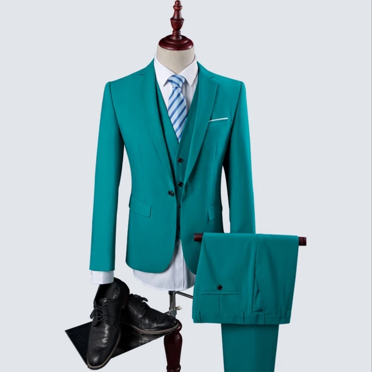 
Fashion (Jacket+Pants+Vest) Bridegroom Business Dress Wedding Suits Men Red Blazer 