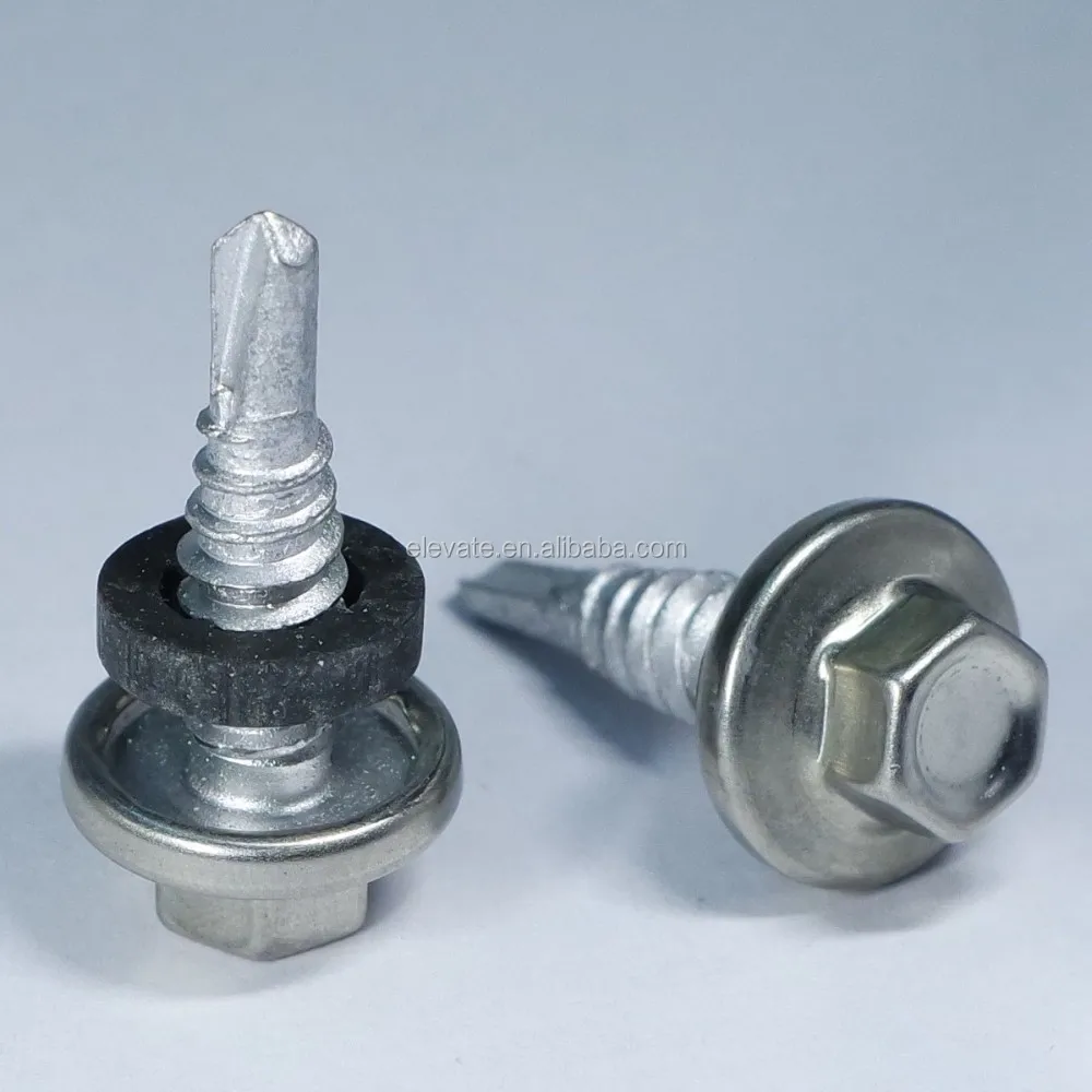 Indented Hex Washer Head 5/16 AF BSD thread No.1 Reduce Point Bonded Washer Self Drilling Screw