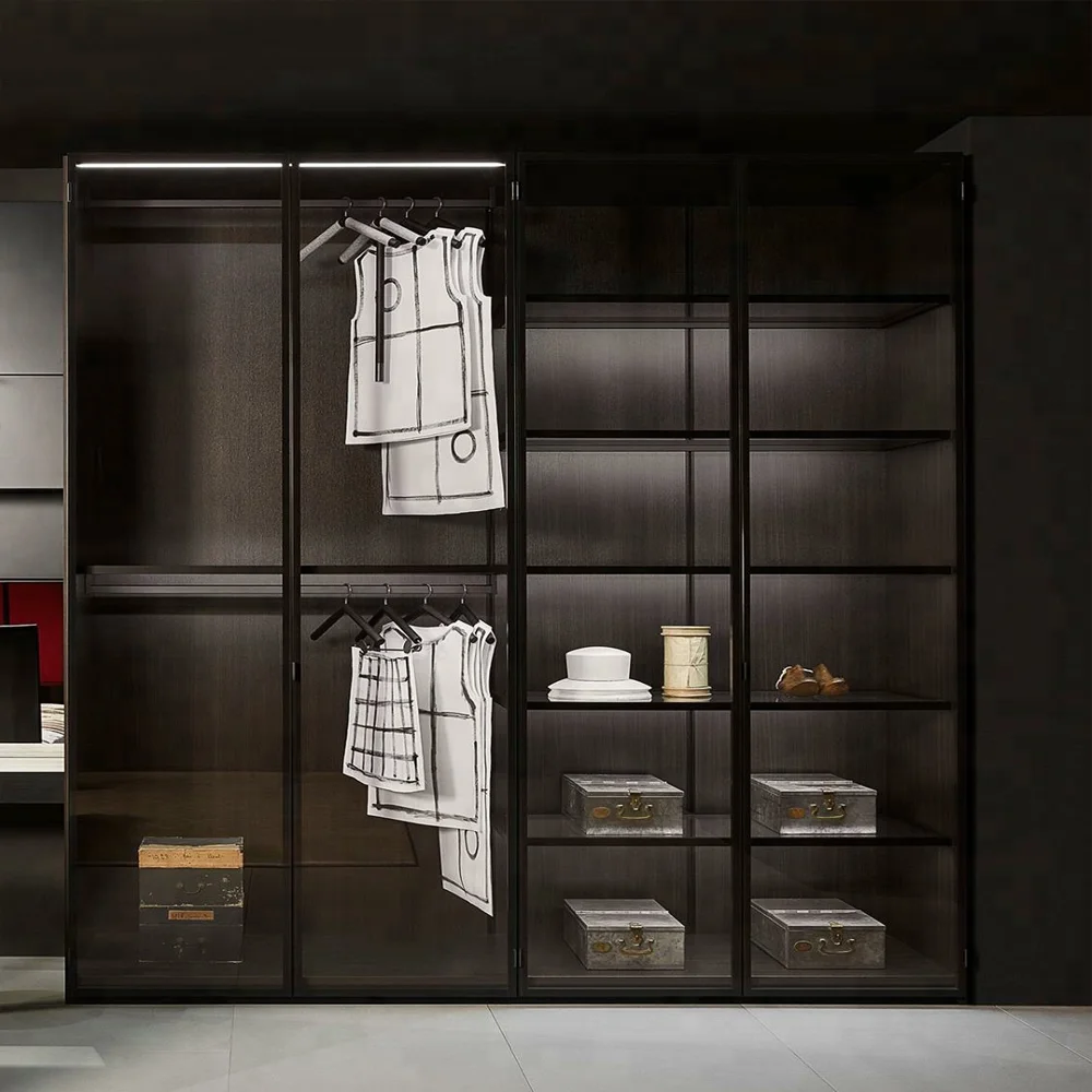 Best Selling Products Contemporary Wardrobe Closet Glass Door With Handle