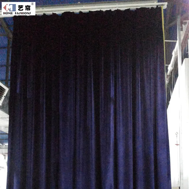 Motorized & Manual 100% polyester flame retardant blackout pleated stage drapes decoration ready made drapes and curtain