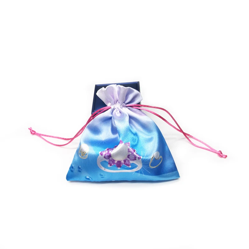 Custom Colorful Drawstring Satin Jewelry Bag Pouch With Logo
