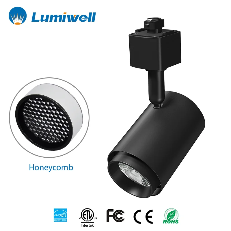 Energy Star ETL DLC High CRI 95Ra Dimmable COB LED Track Light Head With Track Rail