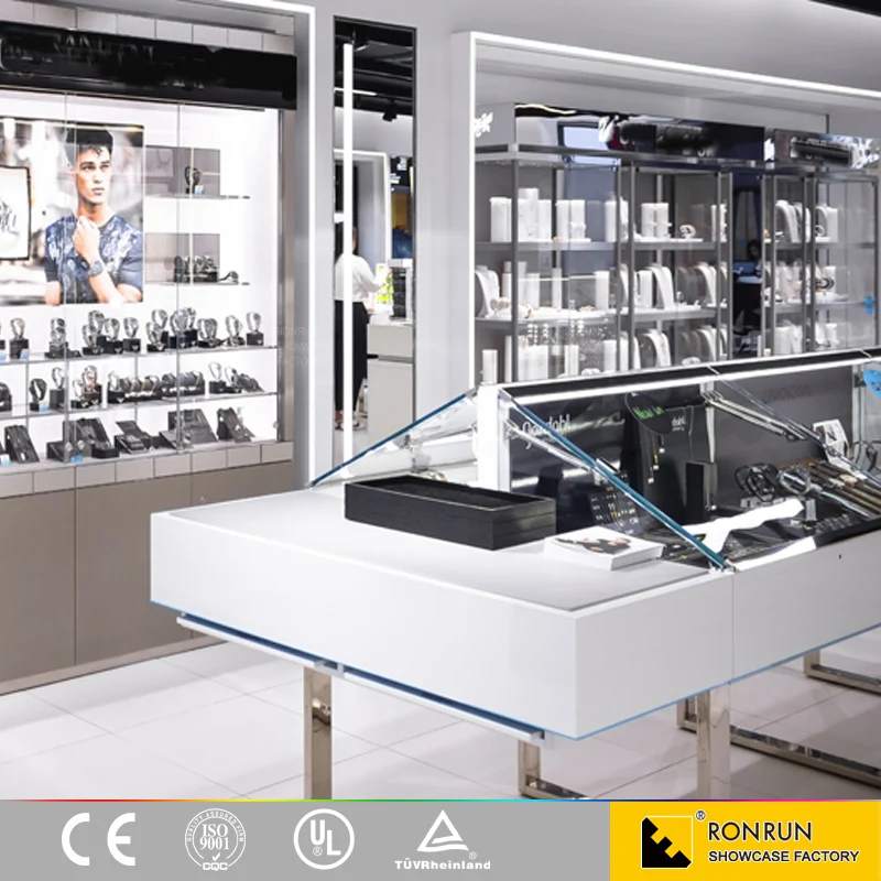 Modern watch and jewelry display case counter for shop design